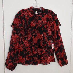 Vince Camuto Victorian Blooms Tiered Ruffle Sleeve Blouse